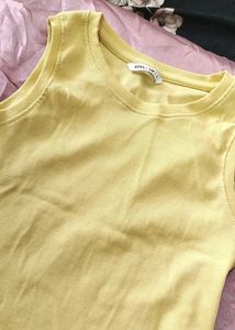 Yellow Ribbed Tank Top