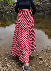 Red Striped Maxi Skirt