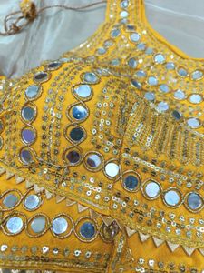 Yellow Mirror And Sequins Work Blouse