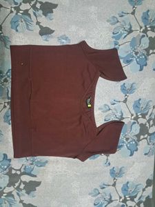 Maroon Casual Crop top