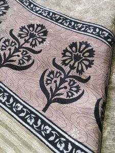 Crepe With Satin Floral Saree