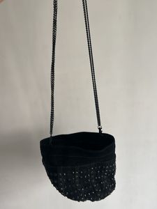 ZARA Chic Black sling Bag in bucket shape studded