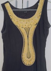 Black With Gold Embroidery Anarkali Suit
