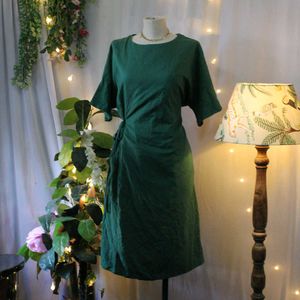 Wrap Type Green Midi Dress