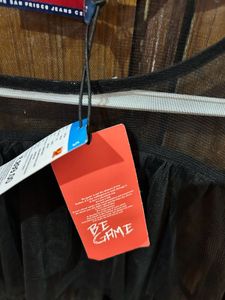 Black Ruffled Mesh Top