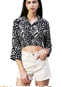 black printed crop top