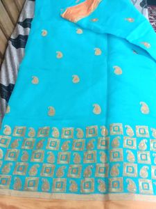 Chnderi Silk Computer Work Saree With Good