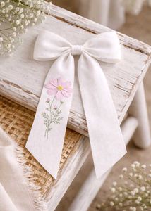 Floral Embroidered Hair Bow pack of 1