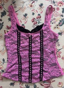 Pink lace corset style coquette top