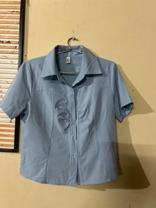 Light Blue Button-Up Top
