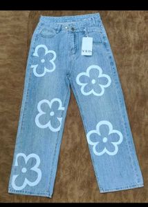 Floral Painted Jeans