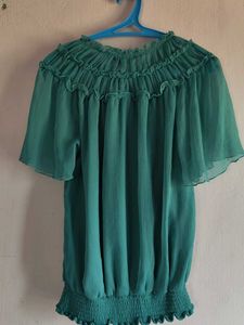 Green Sheer Chiffon Blouse