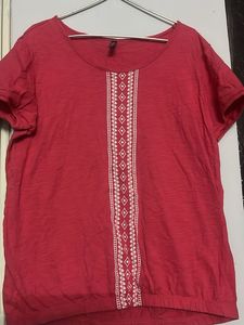 pink Embroidered Top