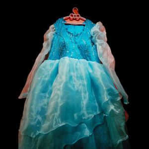 NEW SKY BLUE LAYER DESIGN GOWN WITH NECK DUPATTA