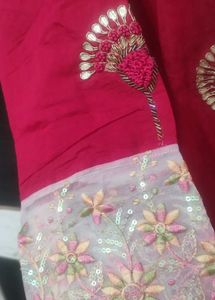 Red Zardosi Work Kurta Set