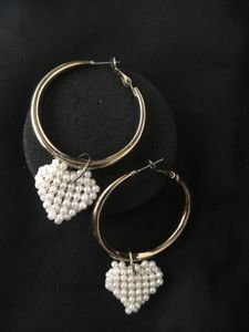 Pearl Heart Hoop Earrings
