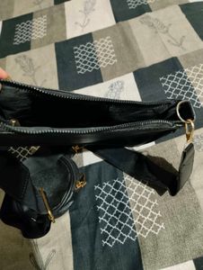 Black Shoulder Bag with Coin Purse