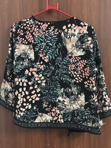 Floral &amp; Geometric Print Optari Shrug