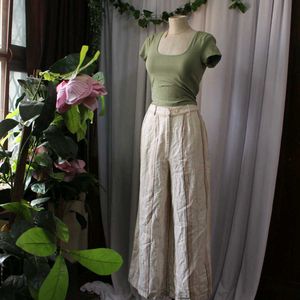 Cotton Striped Wide Leg Pants