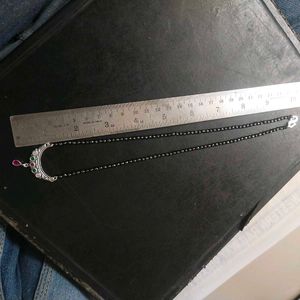 PureSilver Single Line Green&amp;Pink Stone Mangalsutr