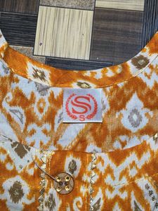 Long Kurti Orange Patterned Kurt