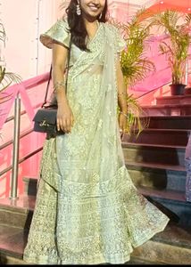 Pastel Greenish Grey Lehnga For Weddings
