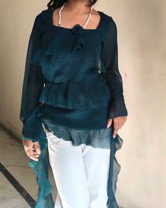 Elegant Sheer Ruffle Top