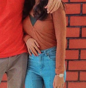 Deep V-Neck Long Sleeve Top