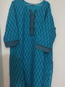 Blue Leaf Print Kurti