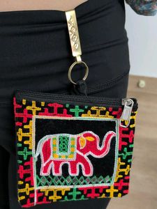 Elephant Embroidered Coin Pouch