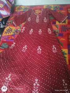 Red Embellished Gown with Dupatta