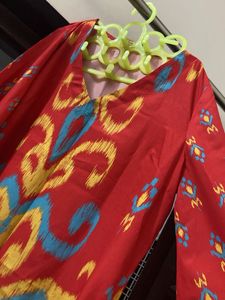 Red Ikat Print Dress