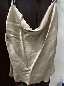 Cowl Neck Satin Gold Top