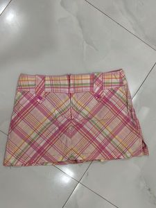 Pink Plaid Mini Skirt