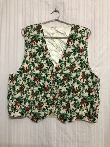 Floral Printed Green Vest