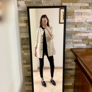 ZARA Crinkle Linen Oatmeal Cream Blazer