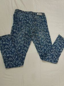 Floral Printed Blue Jean Jeggings