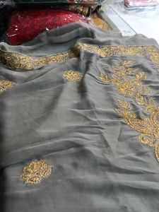 Elegant Embroidered Saree (Issue)