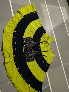 Green Nd Black Navratri Skirt