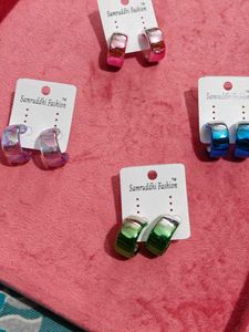 Colorful Resin Hoop Earring Set