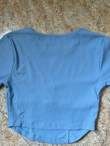 Ribbed Blue Crop Top