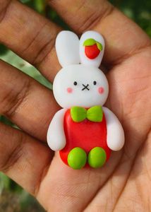 Clay Strawberry Rabbit Charm