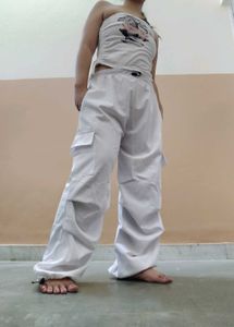 White parachute pants