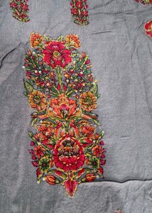 Women Embroidered Straight Kurta Gown