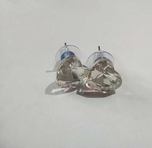 Heart-Shaped Rhinestone Earrings