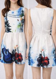 🤍 Printed Sleeveless Skater Dress – Gently Used �