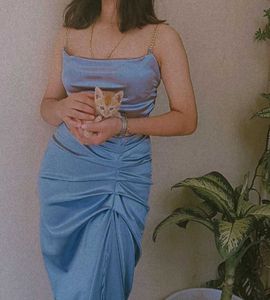 Blue Satin Dress