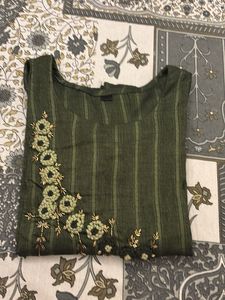 Green Embroidered Kurta