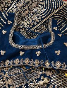 Blue Embellished Lehenga Choli With Dupatta