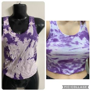 Purple N White Tie Dye Tank Top